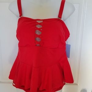 Beautiful red peplum two piece swimsuit